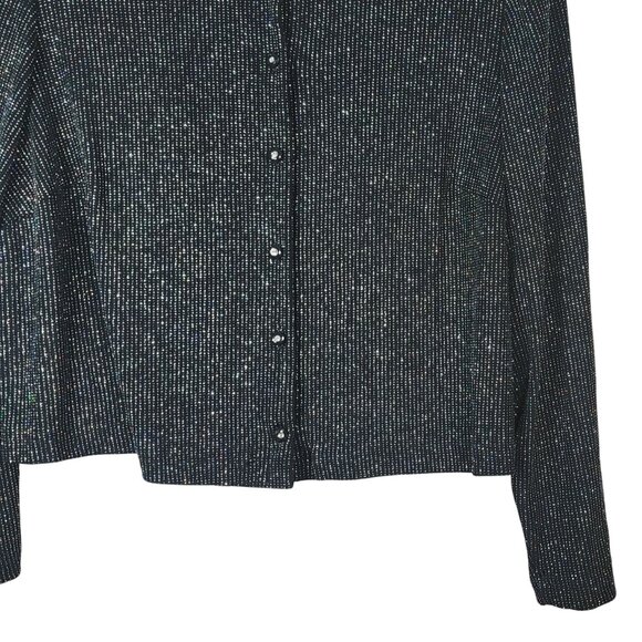 Ronni Nicole Sparkle Long Sleeve Top Jacket Black Size 20W Button Ouida Vintage - Picture 3 of 7